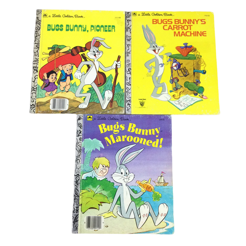 A little Golden Book Vintage Bugs Bunny Pioneer and More 3 Book Bundle